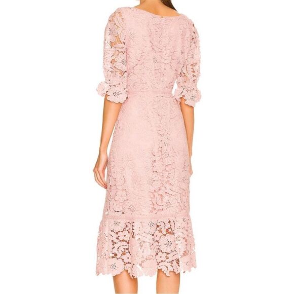 NWOT BB Dakota Did It My Way‎ Puff Sleeve Lace Midi Dress Sz 4 - Picture 3 of 12